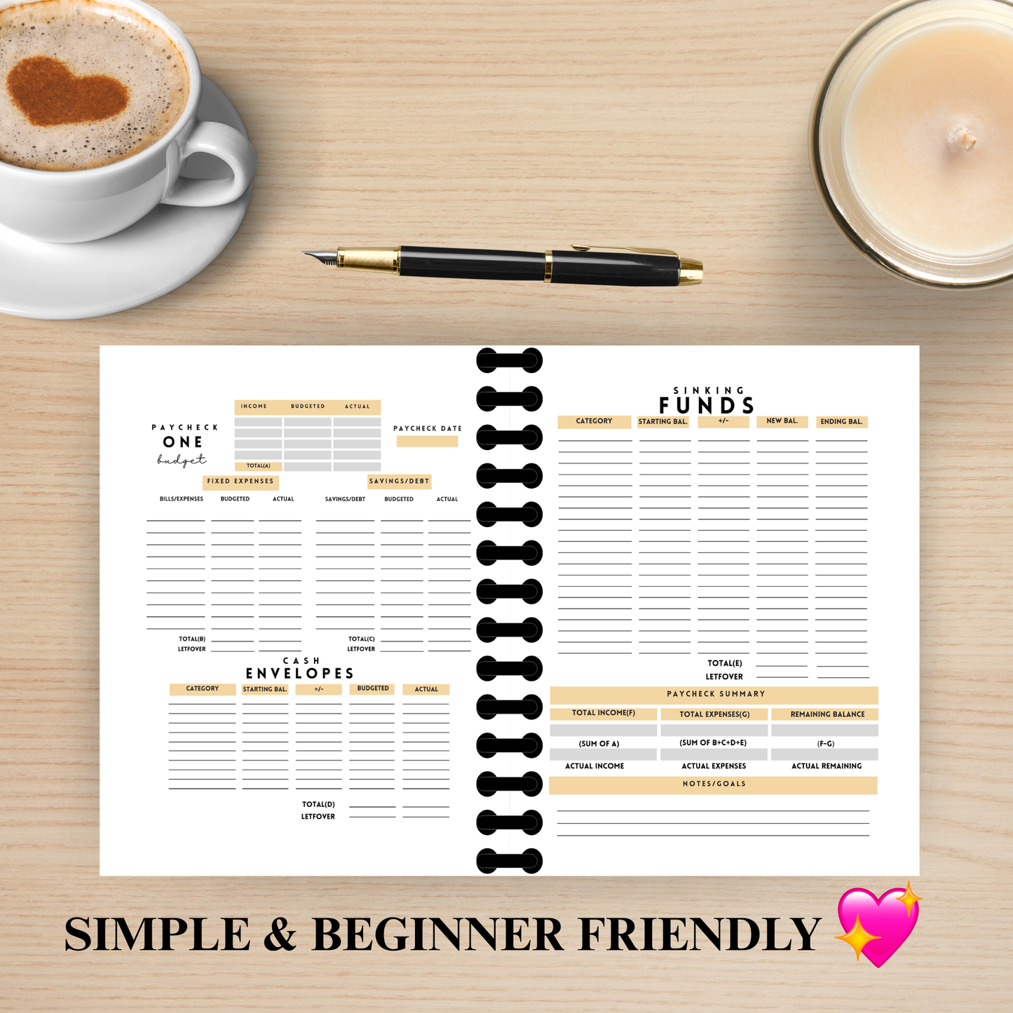 6 Month Undated Budget Planner 2026 (Pencil)