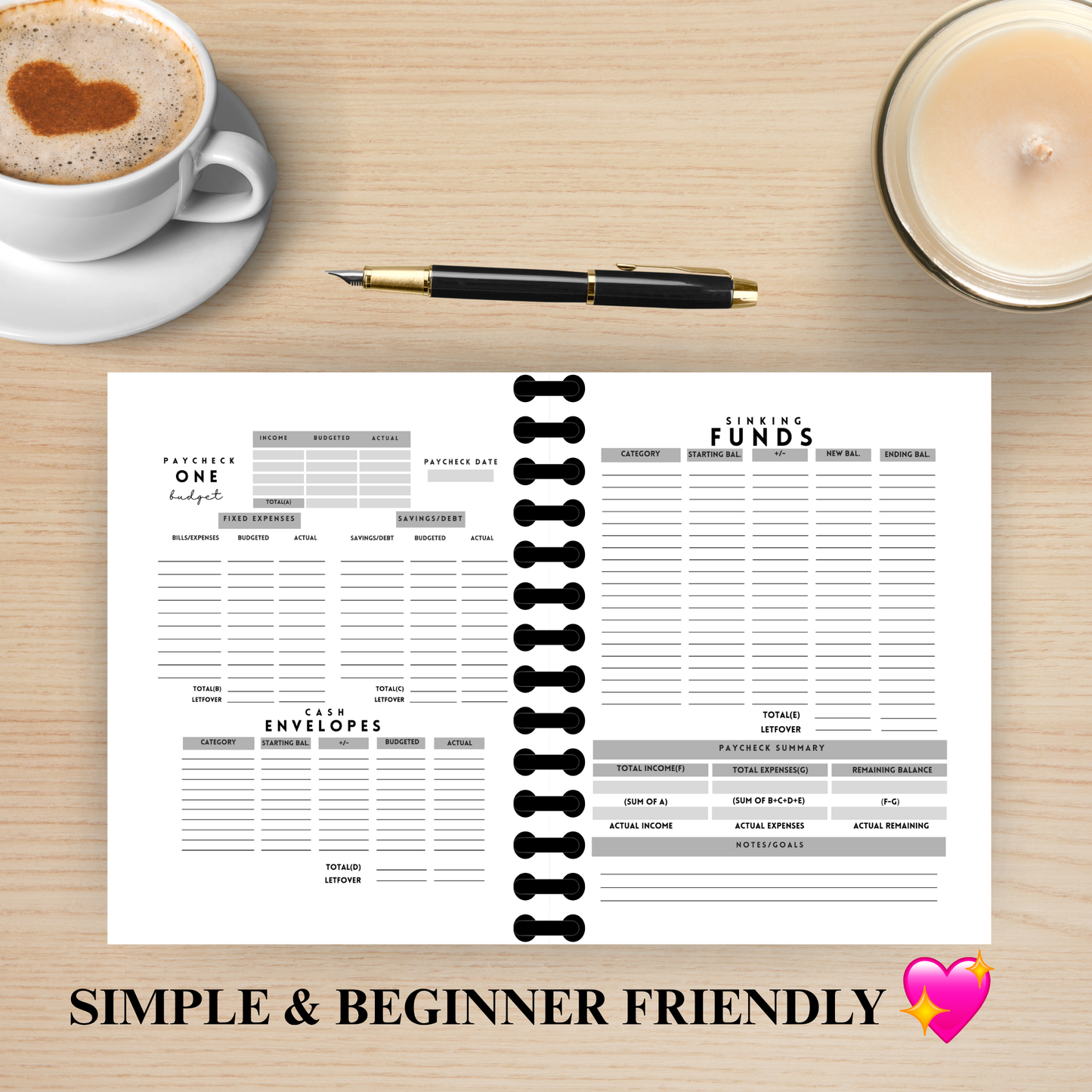 6 Month Undated Budget Planner 2026 (Bee)